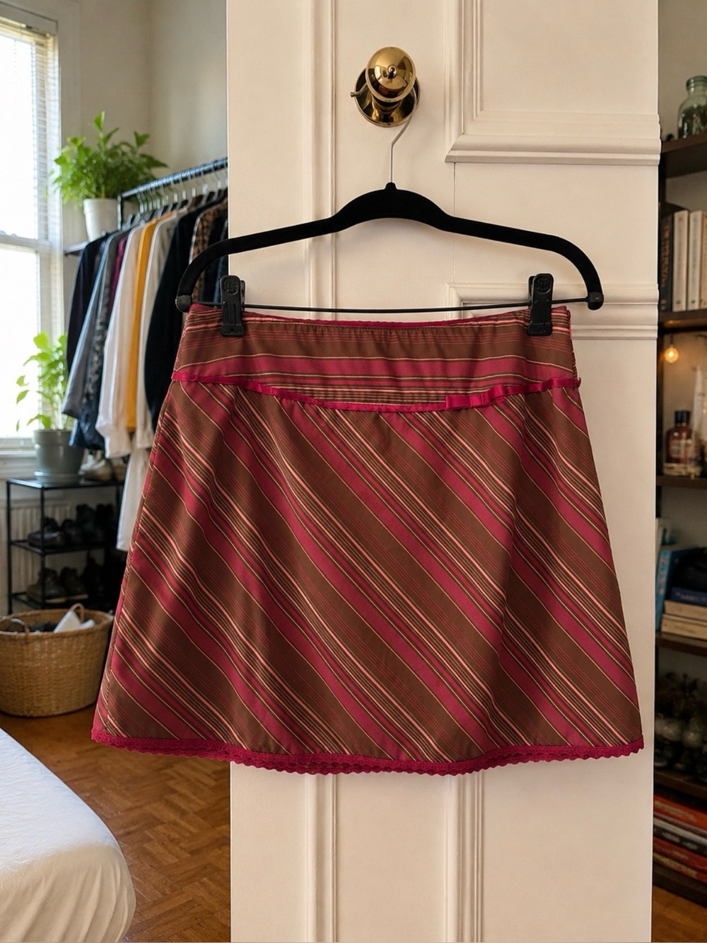 The Limited Women's Pink and Brown Striped mini skirt